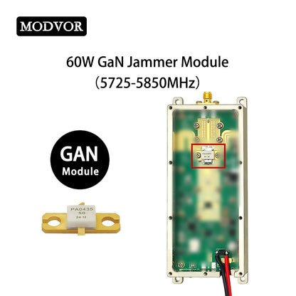 Глушилка сигналу дронів на GaN 60 Вт 5725-5850 МГц | Потужний антидроновий пристрій 5.8G для системи протидії БПЛА