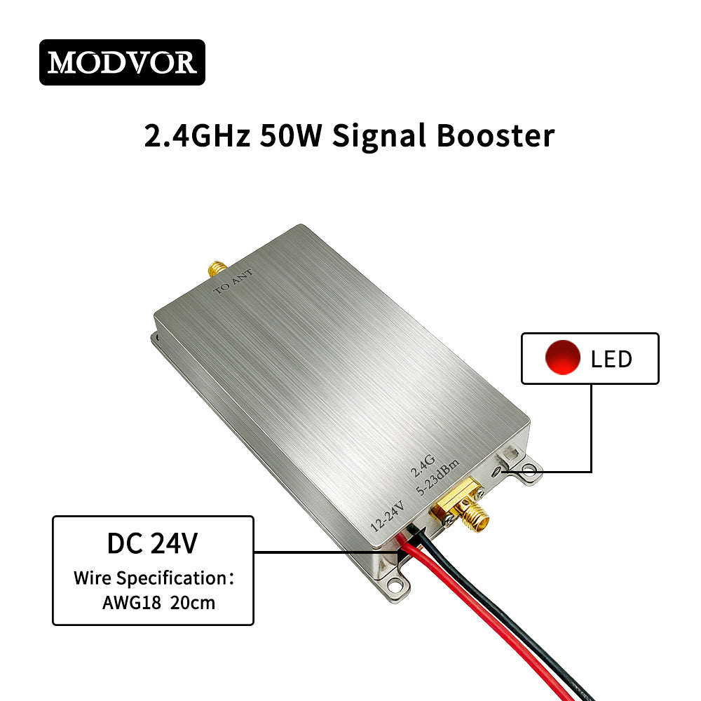 2.4GHz 50W Signal Booster – Smart Home, Wireless Camera & Drone Signal Extender with Ultra-Low Noise and Plug-and-Play Operation