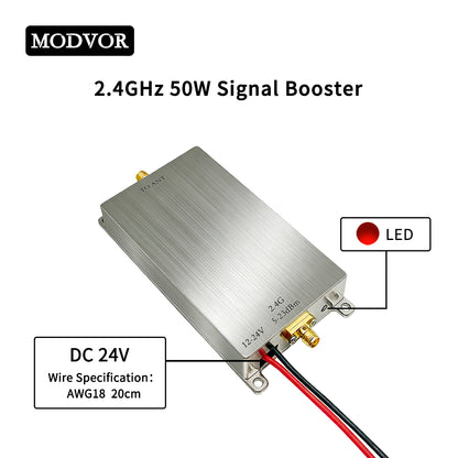 2.4GHz 50W Signal Booster – Smart Home, Wireless Camera & Drone Signal Extender with Ultra-Low Noise and Plug-and-Play Operation